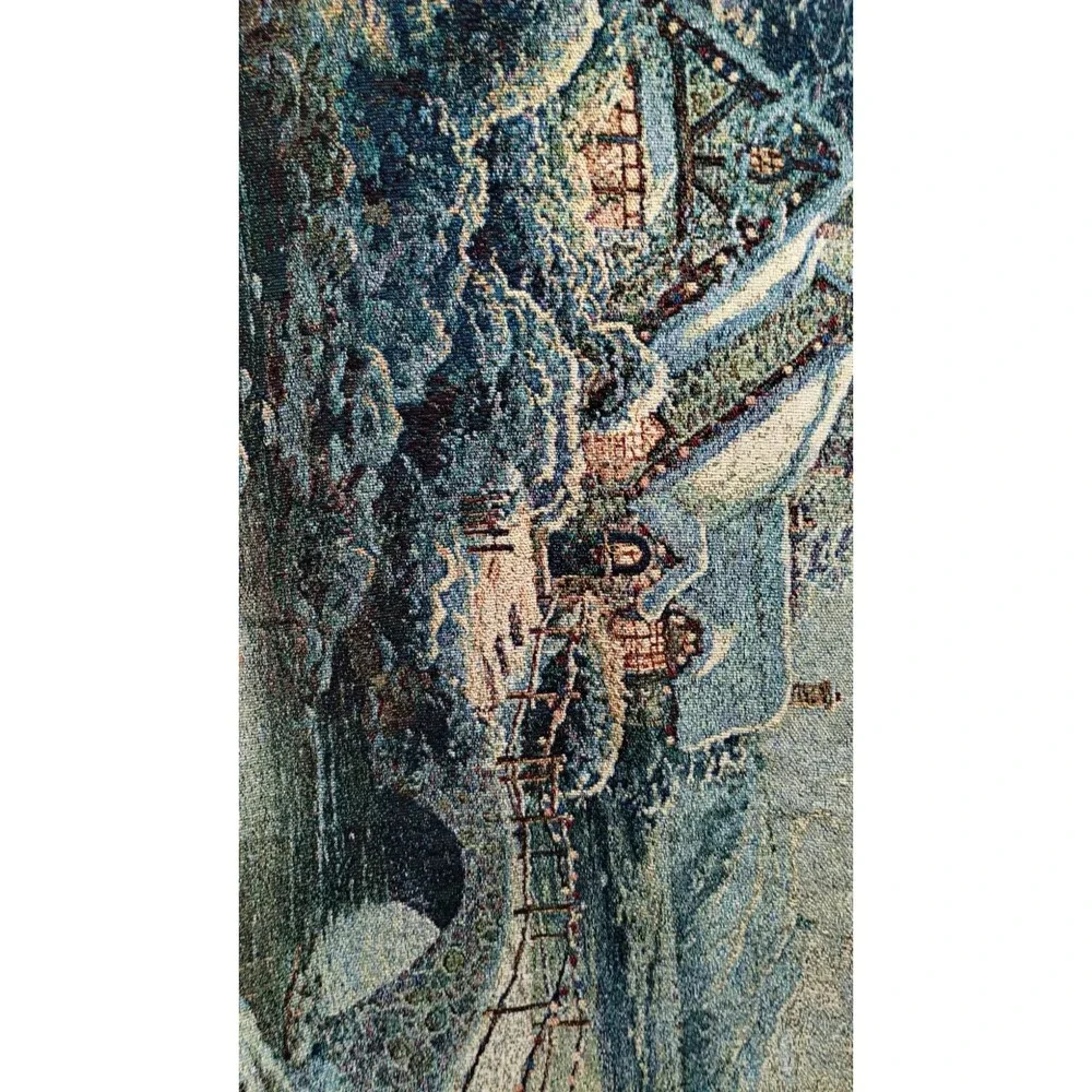 Thomas Kinkade Winter Cottage Tapestry Throw Blanket Snowy Village‎